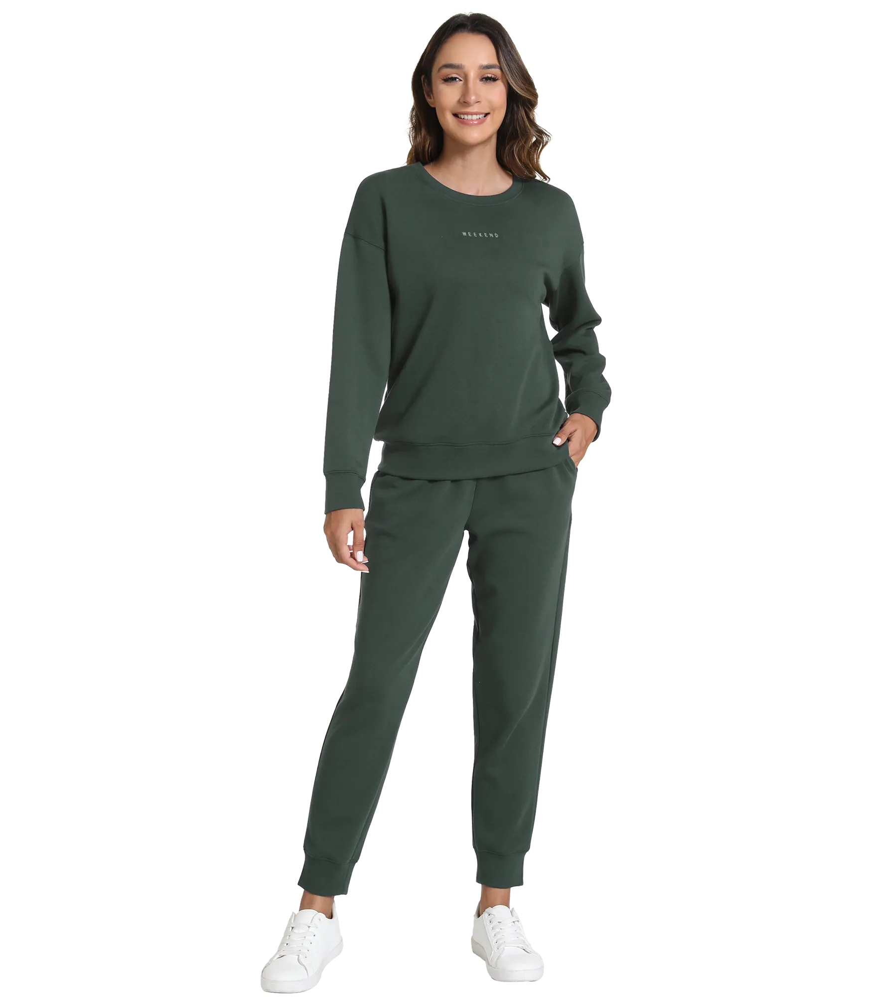 WiWi Womens 2 Piece Outfits Sweatsuit Crewneck Lounge Matching Sweat Sets