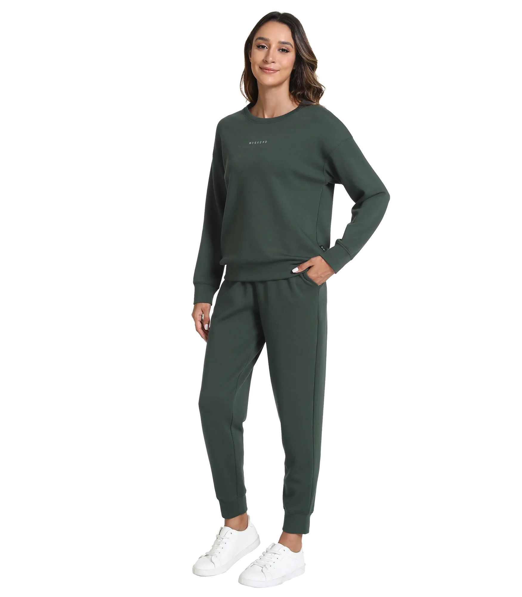 WiWi Womens 2 Piece Outfits Sweatsuit Crewneck Lounge Matching Sweat Sets
