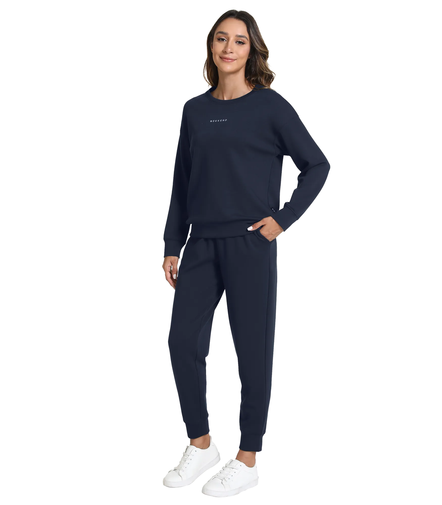 WiWi Womens 2 Piece Outfits Sweatsuit Crewneck Lounge Matching Sweat Sets