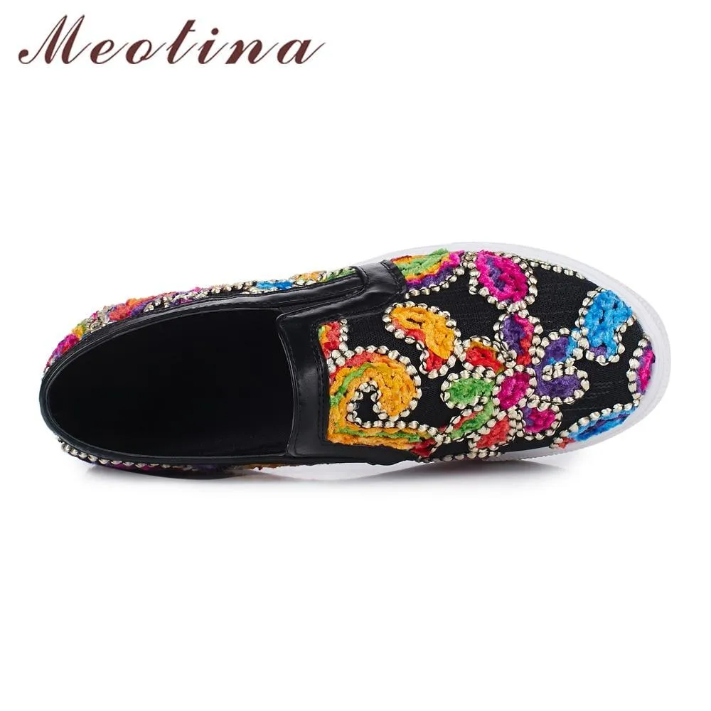 Women Shoes Casual Flats Shoes Embroidered Slip On Female Comfortable Shoes