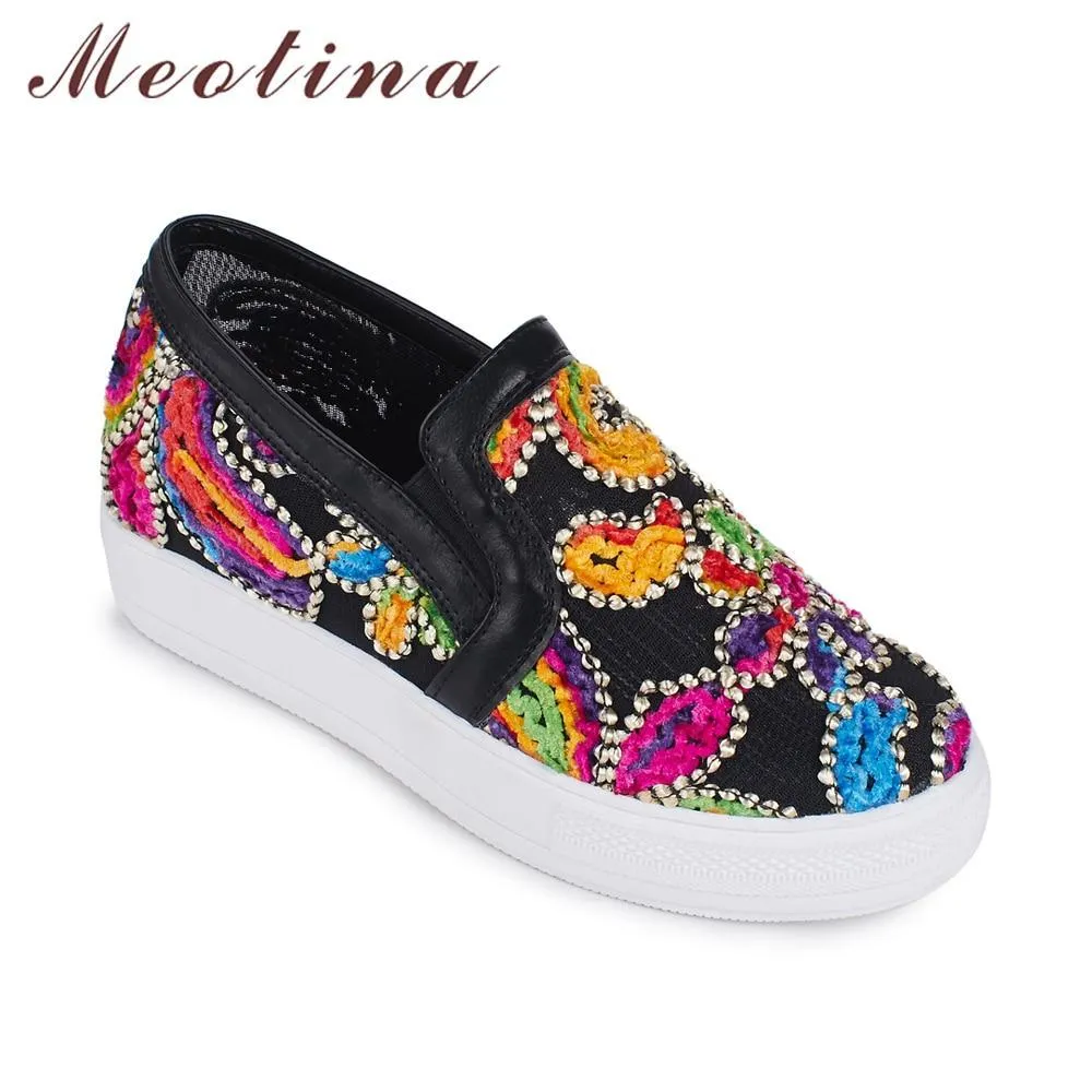 Women Shoes Casual Flats Shoes Embroidered Slip On Female Comfortable Shoes