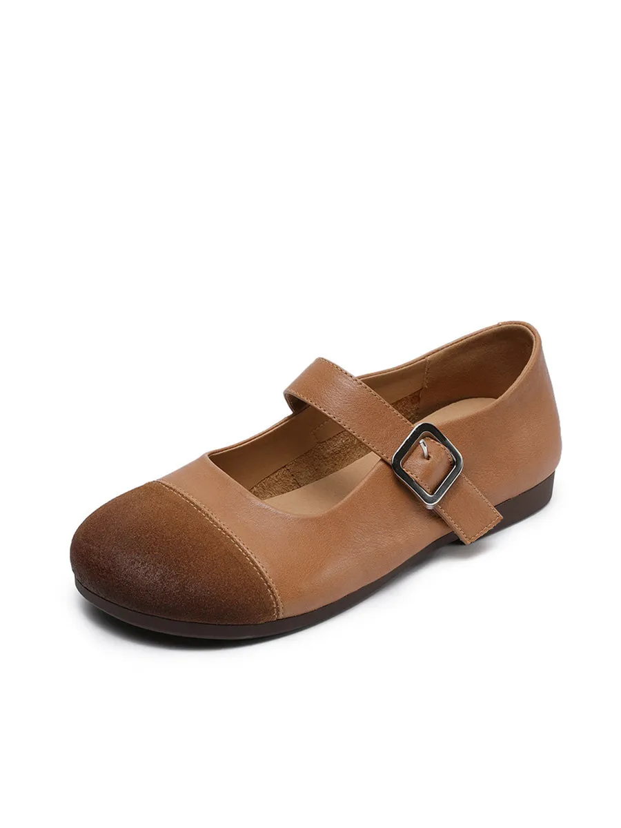 Women Summer Casual Soft Leather Spliced Low Heel Shoes