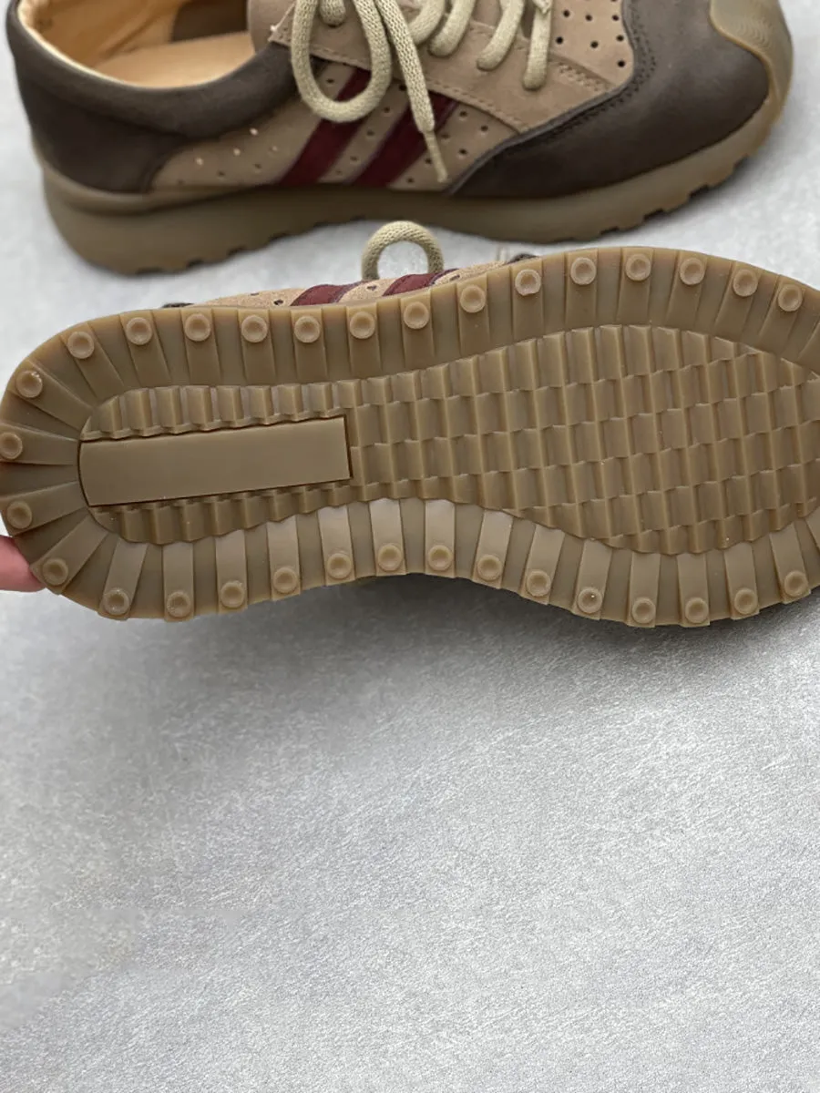 Women Summer Leather Colorblock Flat Sprot Shoes