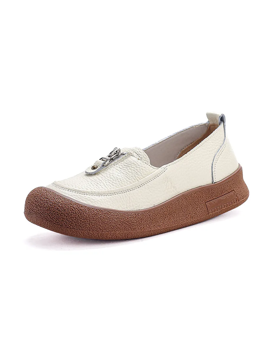 Women Vintage Summer Soft Leather Platform Shoes