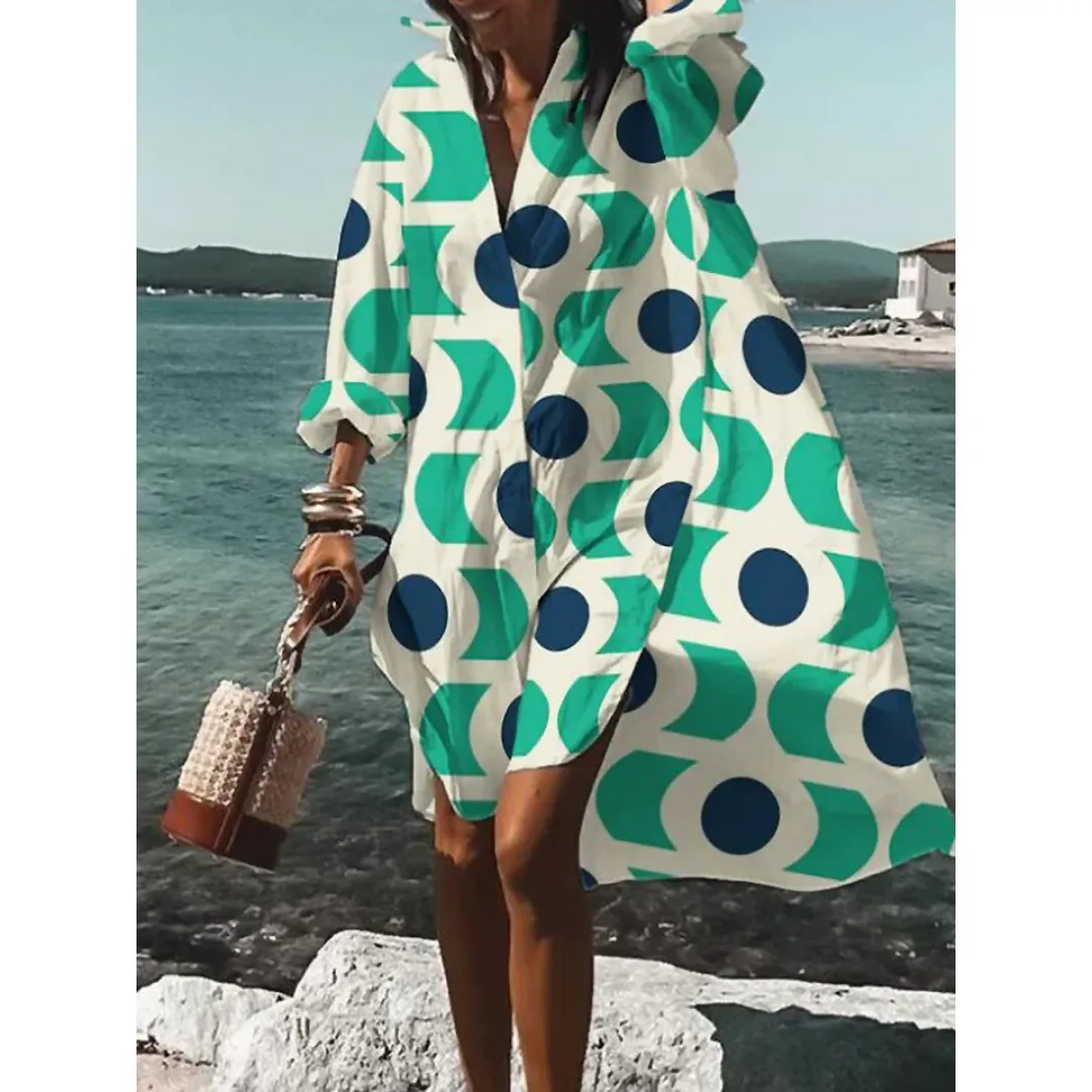 Women's Oversized Graphic Shirt Dress | Midi