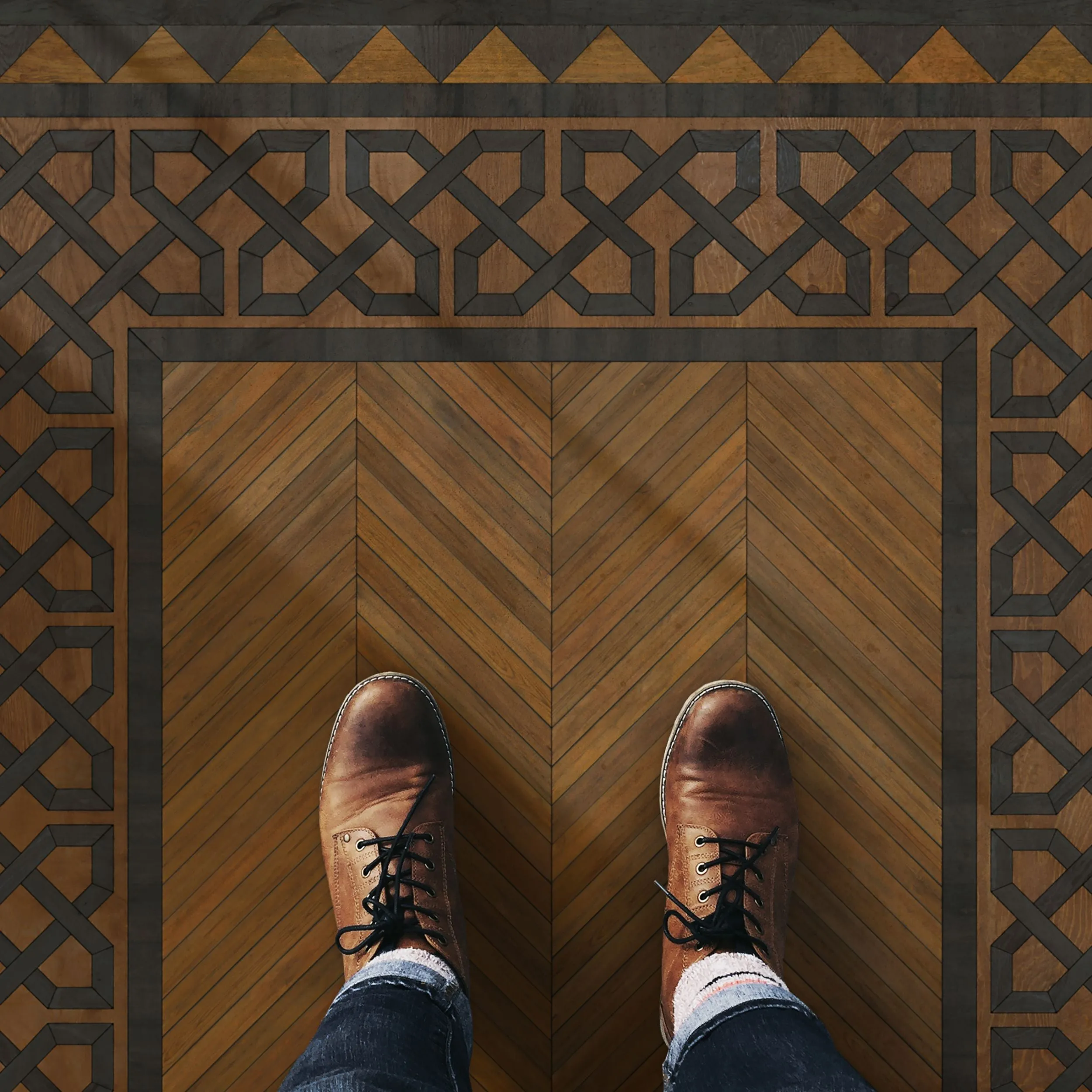 Wood Artisanry University "Cambridge" Vinyl Floorcloth - Spicher & Co.
