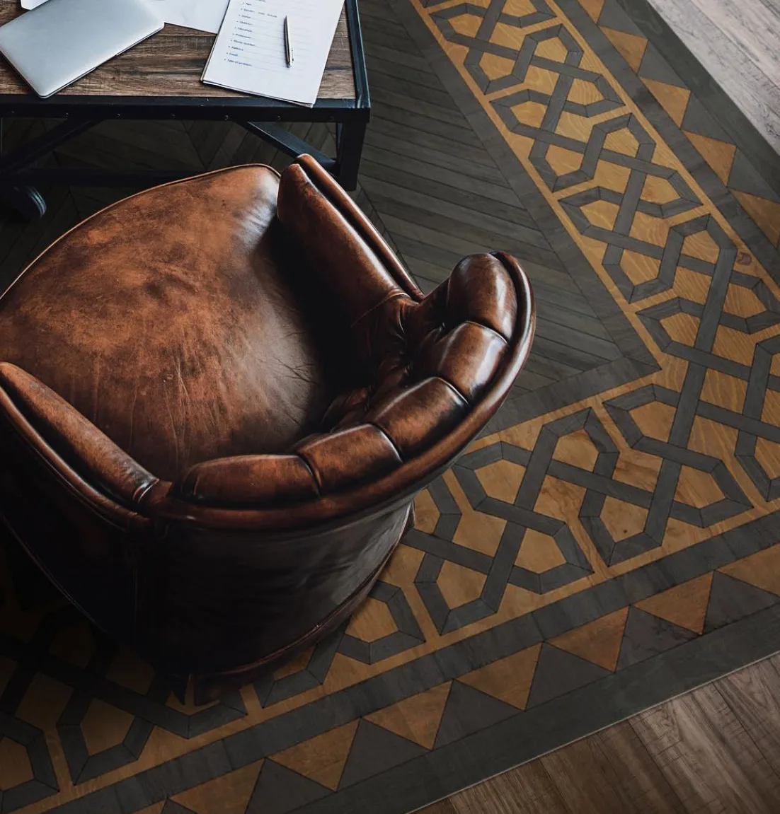 Wood Artisanry University "Harvard" Vinyl Floorcloth - Spicher & Co.