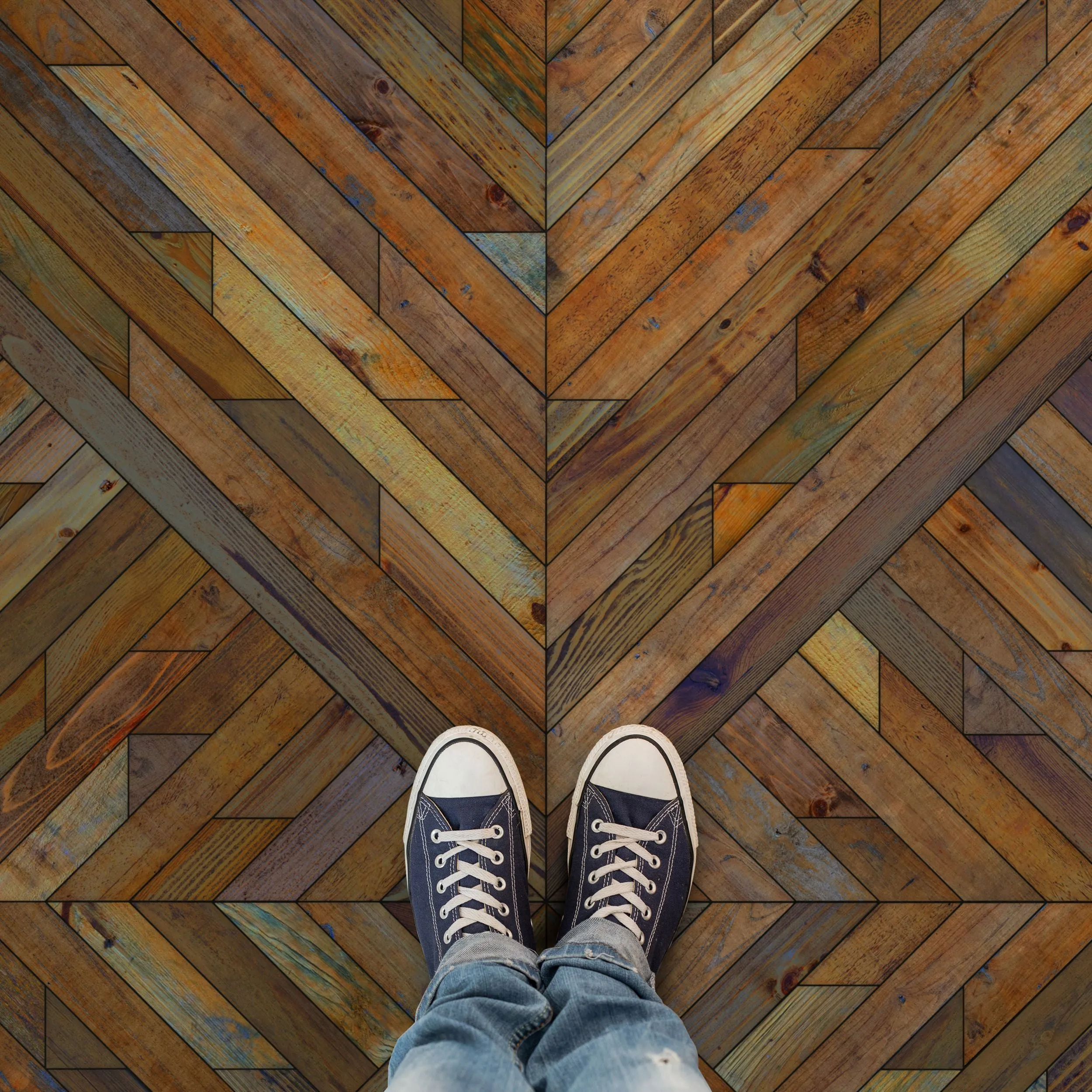 Wood Norwegian "Aura Valley" Vinyl Floorcloth - Spicher & Co.