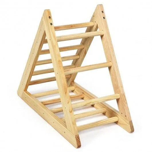 Wooden Triangle Climber for Toddler Step Training - Color: Natural
