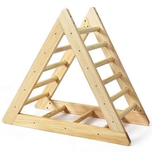 Wooden Triangle Climber for Toddler Step Training - Color: Natural