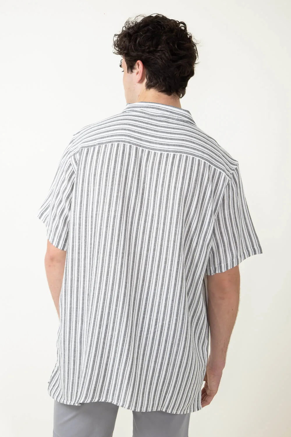 Woven Resort Button Up Shirt for Men in White | 4PW7043M-WHITE