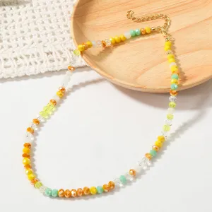 Yellow Acrylic & 18K Gold-Plated Beads Chain Necklace