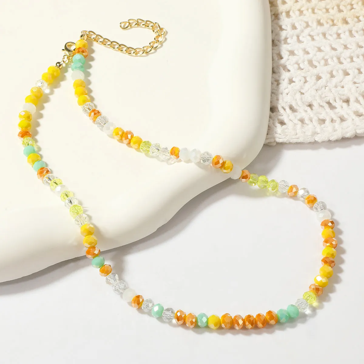 Yellow Acrylic & 18K Gold-Plated Beads Chain Necklace
