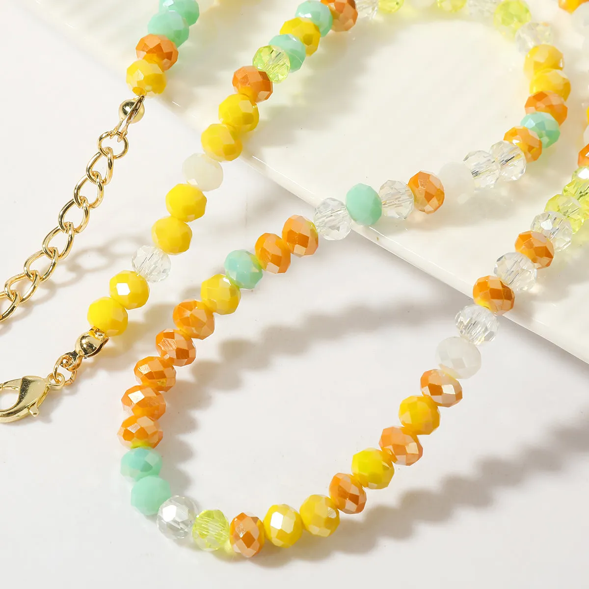 Yellow Acrylic & 18K Gold-Plated Beads Chain Necklace