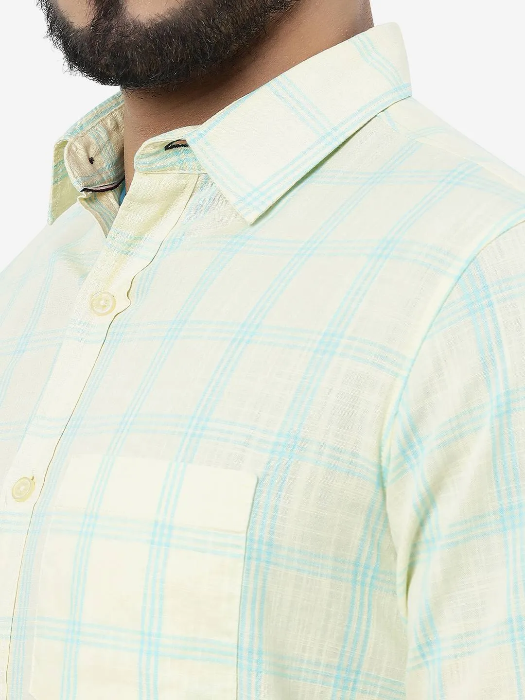 Yellow Checked Slim Fit Casual Shirt | JadeBlue