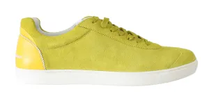 Yellow Leather Mens Casual Sneakers