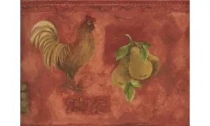 Yellow Rooster & Fruits Vintage TK78255 Wallpaper Border