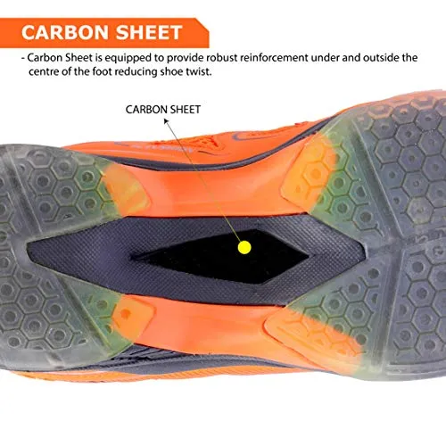 YONEX Men's Hydro Force 2 Non Marking Gun Metal, Orange Badminton Court Shoes - 7 UK