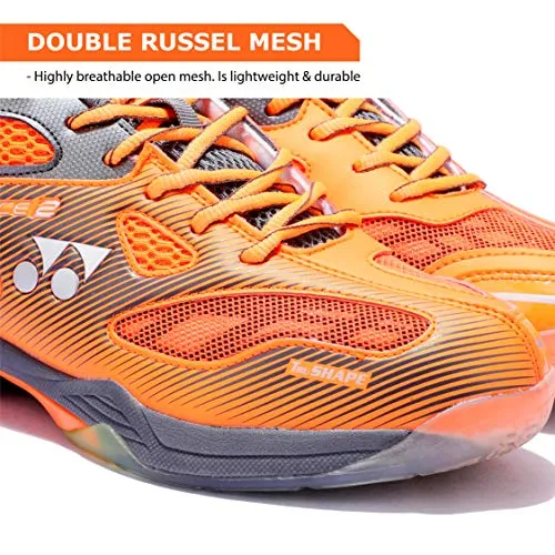 YONEX Men's Hydro Force 2 Non Marking Gun Metal, Orange Badminton Court Shoes - 7 UK