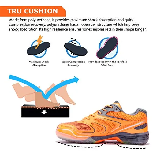 YONEX Men's Hydro Force 2 Non Marking Gun Metal, Orange Badminton Court Shoes - 7 UK