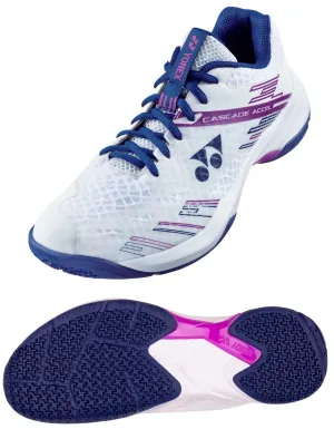 Yonex Power Cushion Cascade Accel Wide Fit Badminton Shoes - White / Purple