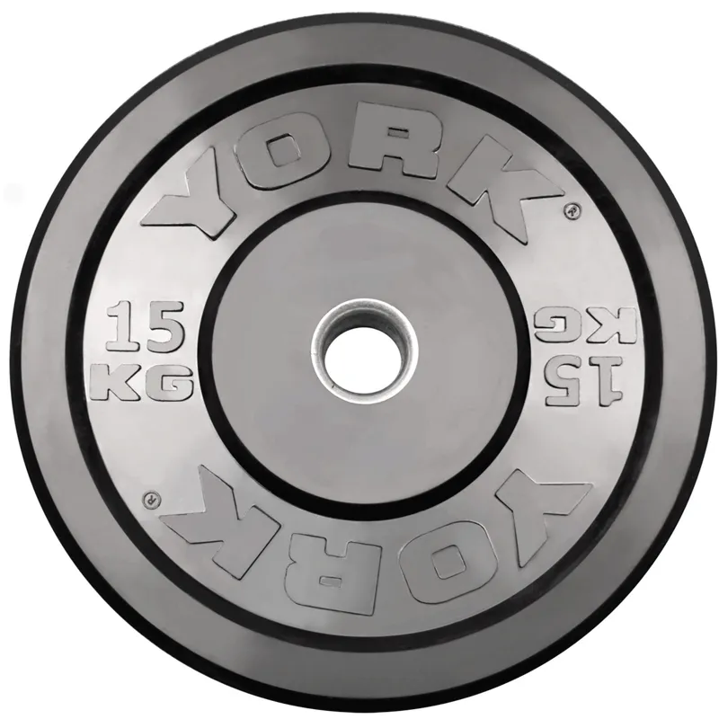 York Barbell | Solid Rubber Training Bumper Plates - Black - Kilos