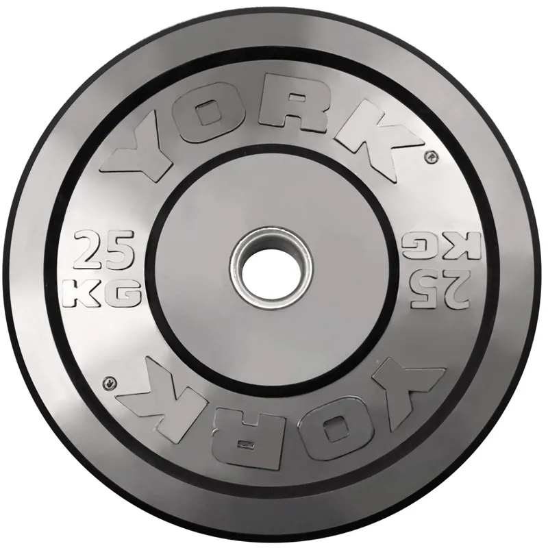 York Barbell | Solid Rubber Training Bumper Plates - Black - Kilos