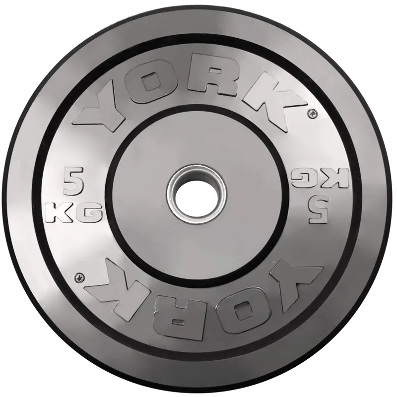 York Barbell | Solid Rubber Training Bumper Plates - Black - Kilos