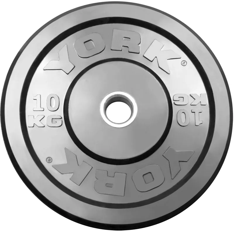 York Barbell | Solid Rubber Training Bumper Plates - Black - Kilos