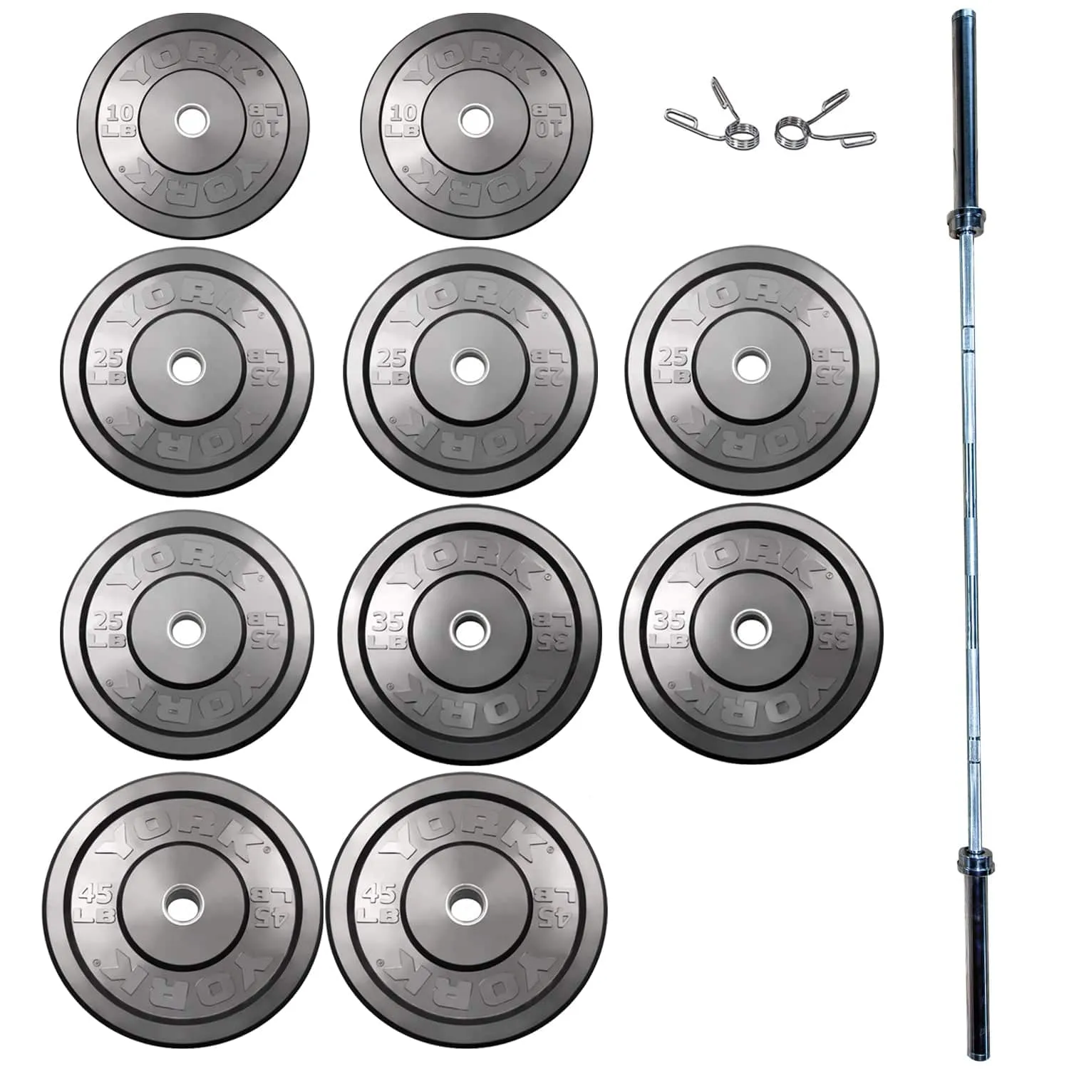 York Barbell | Solid Rubber Training Bumper Plates - Black - Pounds