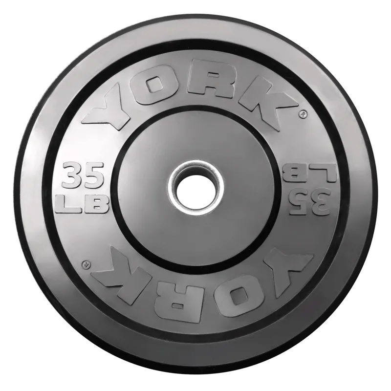 York Barbell | Solid Rubber Training Bumper Plates - Black - Pounds