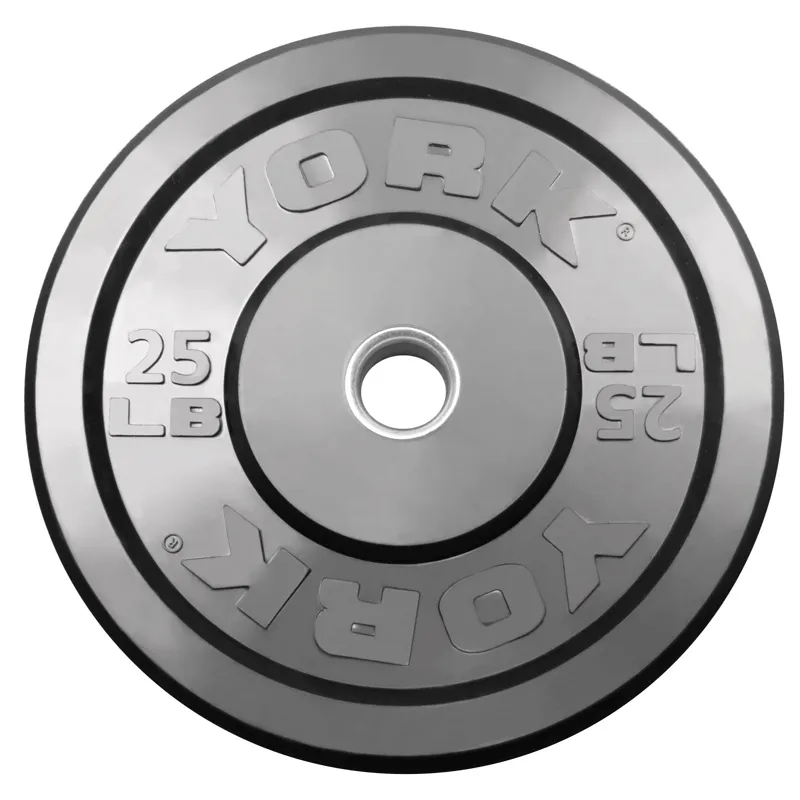 York Barbell | Solid Rubber Training Bumper Plates - Black - Pounds