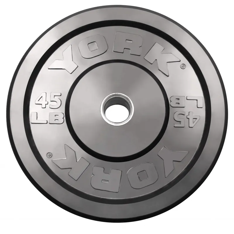 York Barbell | Solid Rubber Training Bumper Plates - Black - Pounds