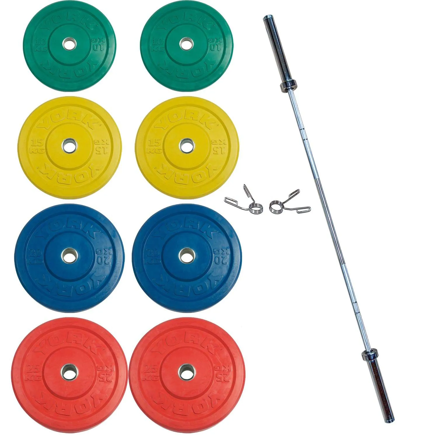 York Barbell | Solid Rubber Training Bumper Plates - Color - Kilos