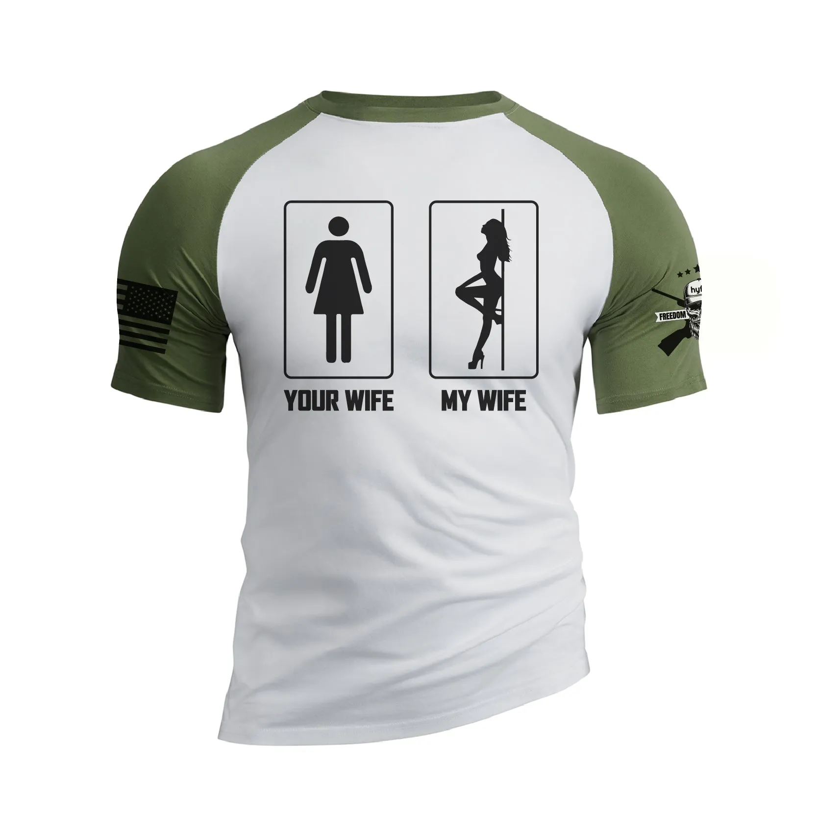 YOUR WIFE MY WIFE 100% COTTON RAGLAN GRAPHIC TEE