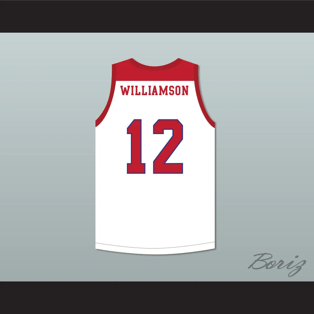 Zion Williamson 12 Spartanburg Day School Griffins White Basketball Jersey 2