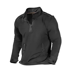 ZIPPER DOUBLE-POCKETS SWEATSHIRT
