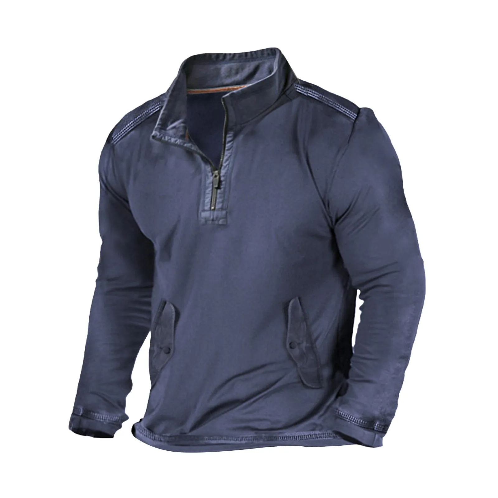 ZIPPER DOUBLE-POCKETS SWEATSHIRT