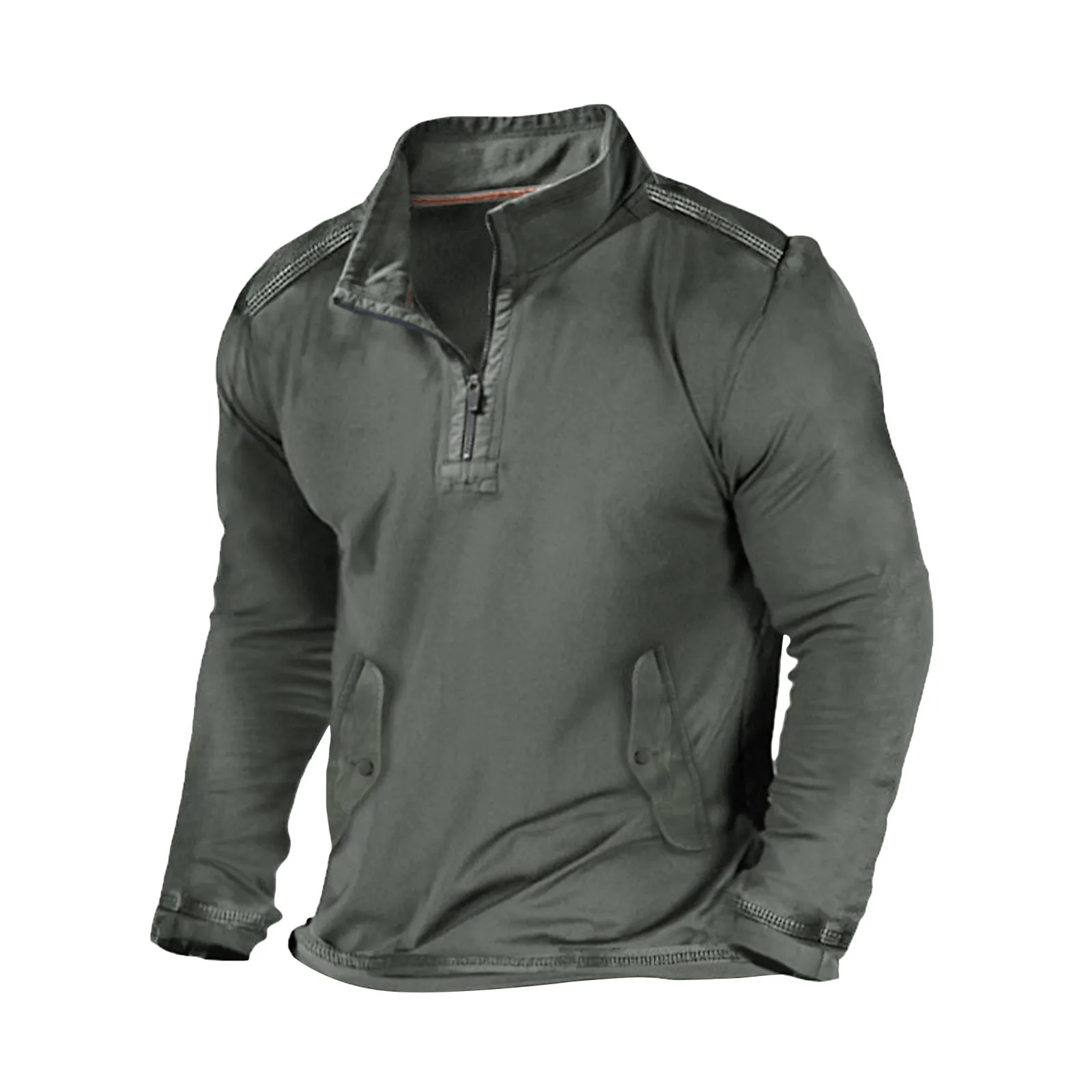 ZIPPER DOUBLE-POCKETS SWEATSHIRT